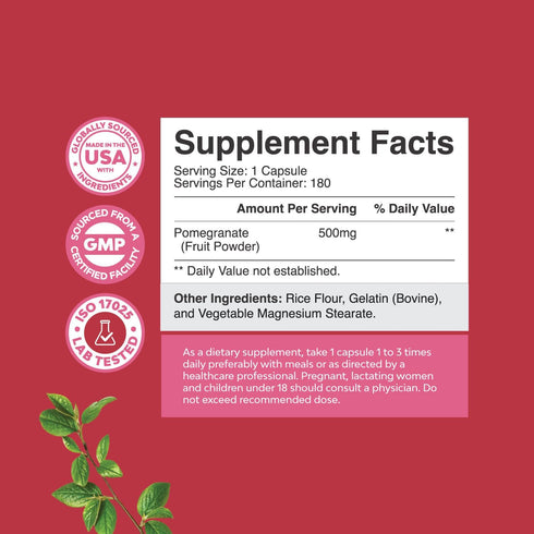 Advanced Antioxidant Superfood Pomegranate Supplement - Natural Pomegranate Extract Polyphenols for Heart Health &
