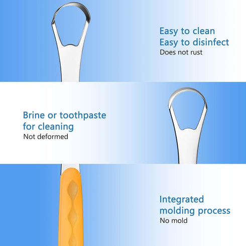 4 Pcs Tongue Scraper Cleaner, Stainless Steel Tongue Brush Metal Tongue Scraper for Men Women Oral Mouth (Orange,