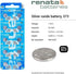 4 Renata 373 Button Cell Watch Batteries, 0% Hg Mercury Free