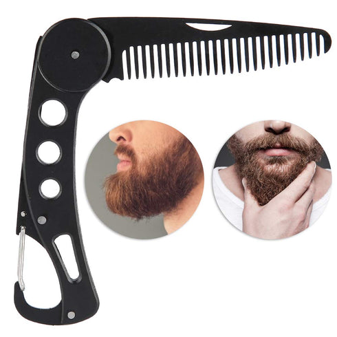 Men's Stainless Steel Folding Multifunctional Pocket Comb, Delaman, for Beard and Mustache Styling