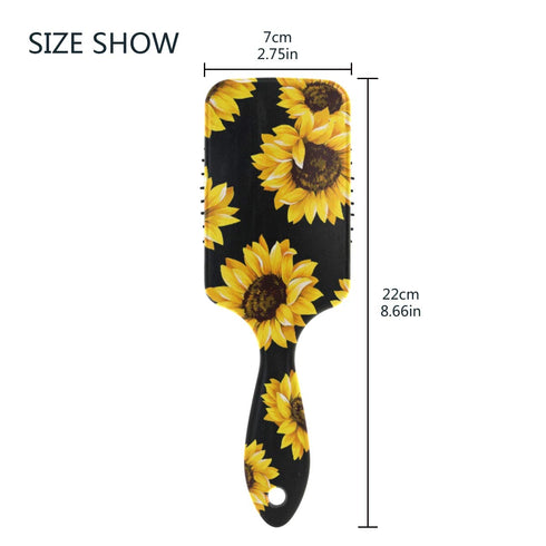 Sunflower Black Hair Brush for Wet & Dry Hair, Soft Bristles Anti-Static Air Cushion Comb for Women