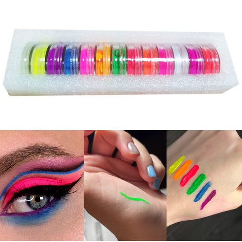 Major Dijit Neon Phosphor Pigment Powder Set, Fluorescent Nail Glitter Eye Powder for Manicure Decoration