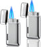 2 Pack Mini Torch Lighter Butane Refillable, Double Flame Adjustable Jet Lighter, Great Gifts for Men and Women (Silver)
