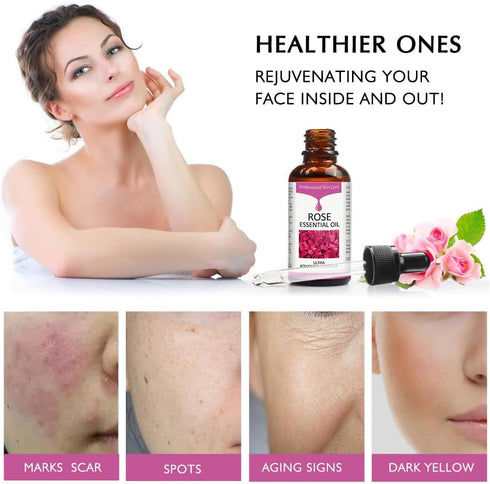Rose Essential Oil, Face Moisturizer Oil for Women, Skin Care, 1 FL.OZ (30ml)