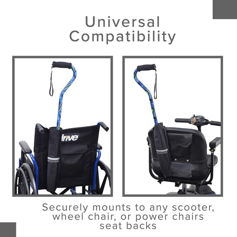 AlveyTech Universal Cane Holder - Bag fits Drive, Pride, Jazzy, Golden, Mobility Scooter, E-Bikes, Rollators Medical