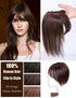 Middle Part Silk Base Human Hair Topper - 7x10cm Clip in Hairpiece with Wispy Fringe, Off Black