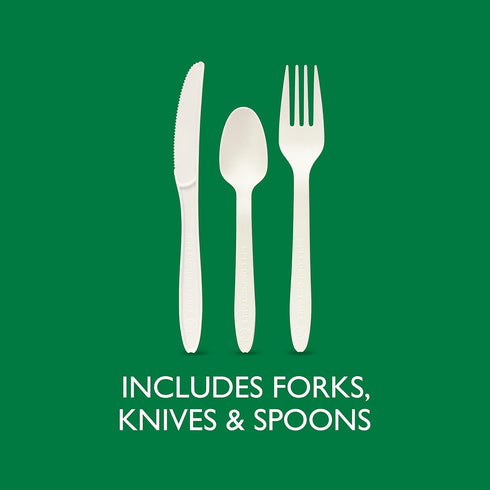 ECOSAVE Heavy Duty Assorted Cutlery, White, 24 Count, Pack of 1