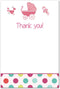 Pink The Cat 30 Blank Thank You Cards Notes Stroller Baby Girl Shower + 30