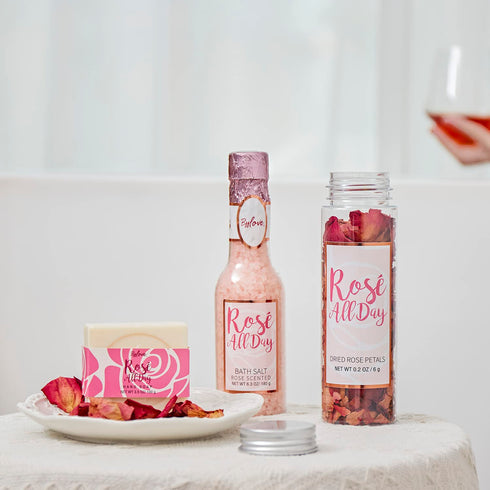 Spa Gifts for Women, 6Pcs Rose Spa Set with Essential Oil, Bath Salt, Soap, Natural Petals - Mothers Day Gift