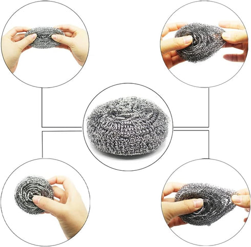 10 Packs Stainless Steel Sponge Scrubber Set, Metal Scouring Pad for Cookware Cleaning