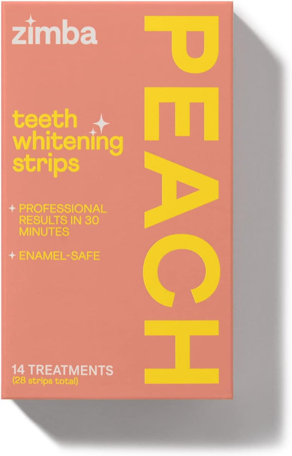 Zimba Vegan Teeth Whitening Strips, Enamel Safe Hydrogen Peroxide Teeth Whitener for Coffee and Wine Stains