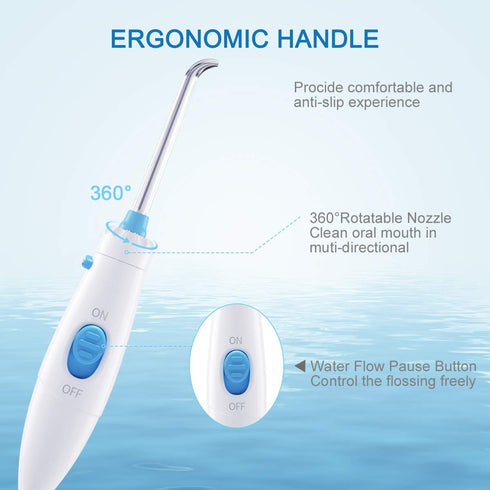 TUREWELL Water Flossing Oral Irrigator - 600ML Dental Cleaner with 10 Adjustable Pressure, 8 Tips