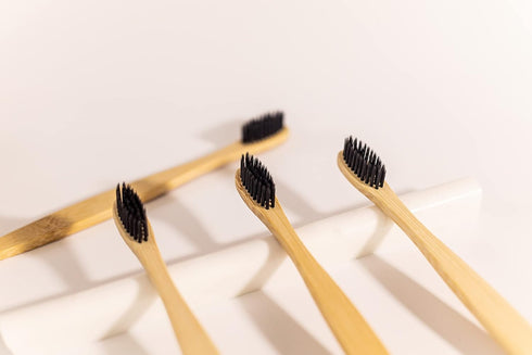 Biodegradable Eco-Friendly Natural Bamboo Toothbrushes, 4 Count for Sustainable Oral Care