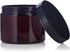 JUVITUS 6 oz Amber PET Plastic Refillable Low Profile Jar, 6 Pack Storage Containers (Black Lids)