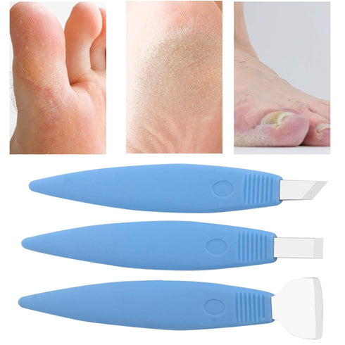 Pedicure Knife Set for Feet, 3Pcs Stainless Steel Tools for Ingrown Toe Nail, Callus Remover Kit (Dark Blue Suit)