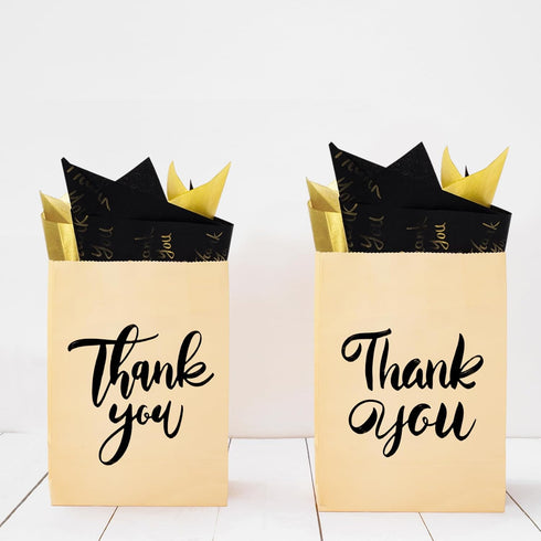 Whaline 100 Sheets Black Gold Tissue Paper, Metallic Decorative Gift Wrapping Paper for DIY Crafts, 14 x 20 Inch