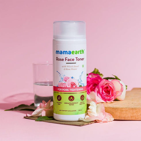 Mamaearth Rose Water Toner with Witch Hazel & Cucumber for Pore Tightening, Oil Control & Hydration, 6.76 Fl Oz (200ml)