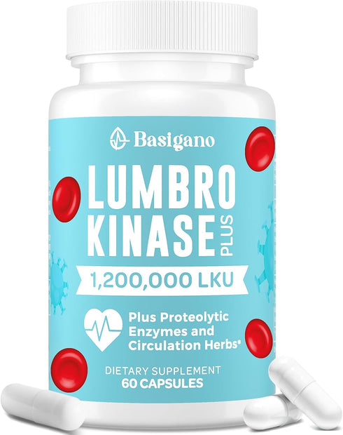 Lumbrokinase Supplement, 1.2 Million LKU - 120mg Capsules, Potent Nattokinase Alternative with Herbal Blend