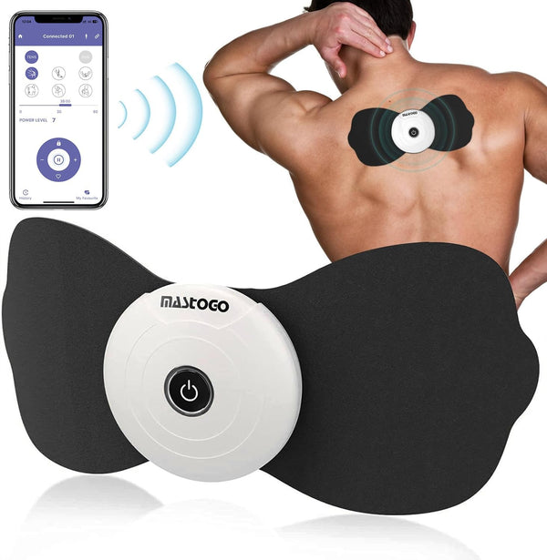 Wireless TENS & EMS Unit Back Pain Relief Massager - APP Controlled Bluetooth Muscle Stimulator for Back, Shoulder,