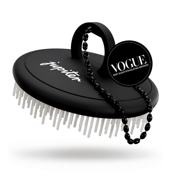 Jupiter Exfoliator Brush for Removing Dandruff & Build-Up, Detangling Scrubber for All Hair Types - Black