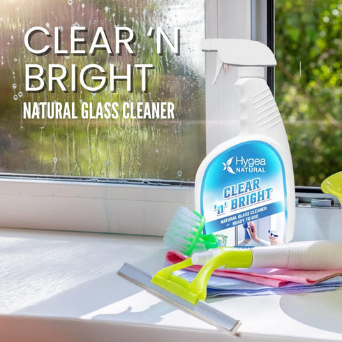 Clear 'n' Bright Non-Toxic Glass Cleaner Spray, Streak-Free & Ammonia-Free Window Cleaning Supplies (3 Pack, 24oz Spray)