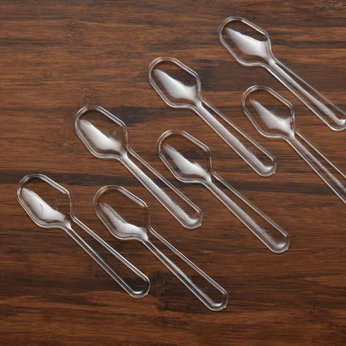 500Pcs Clear Plastic Disposable Spoon Ice Cream Mini Tasters Cutlery Plastic Utensil for Tasting Dessert Events Wedding Party Celebration