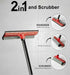 ZOLKER 2Pcs 2-in-1 Window Squeegee with Long Handle, Window Cleaner Tool, Glass Door Cleaner, Multi-Use Car Windshield