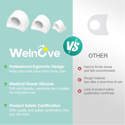 Hammer (3 6 Pack) Welnove Toe Separator for Overlapping Toes - Toe Spacers for Bunions - Toe Corrector for Toes