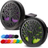 2PCS Tree of Life Car Diffuser Aromatherapy Essential Oil Black Stainless Steel Locket with 12 Felt Pads