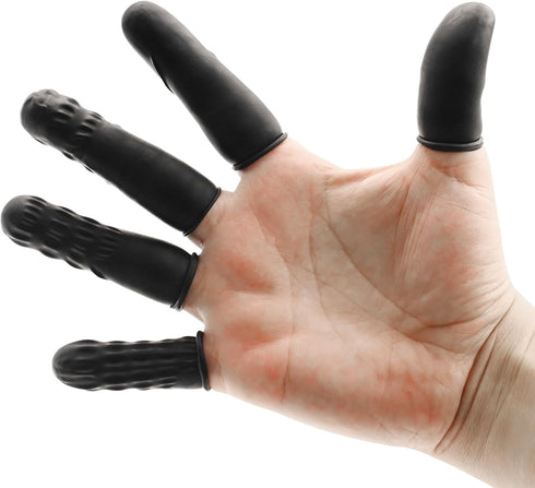 Large Disposable Latex Finger Cots - Anti Static Finger Protectors for Electronic Repair and Industrial Use (Black)