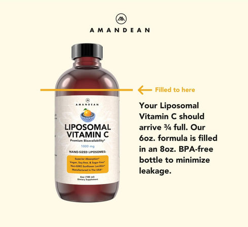 AMANDEAN Liposomal Vitamin C 1000mg - Liquid Supplement for Immune Support and Skin Health