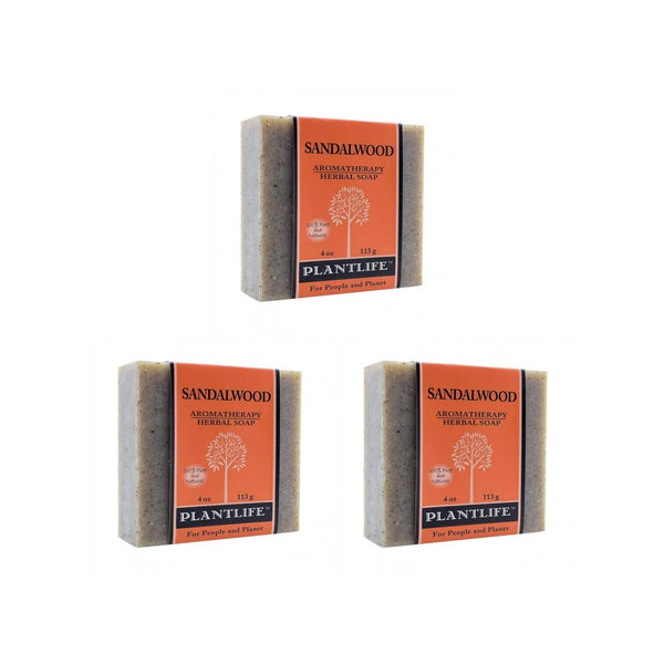 Plantlife Sandalwood 3-Pack Bar Soap - Moisturizing and Soothing Soap, Hand Crafted with Plant-Based Ingredients