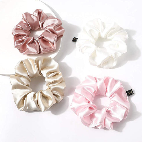 Scrunchies Women Hair Ties - Big Silk Satin Scrunchy Hair Bands, Soft Large Elastic Hair Accessories for VSCO Girls
