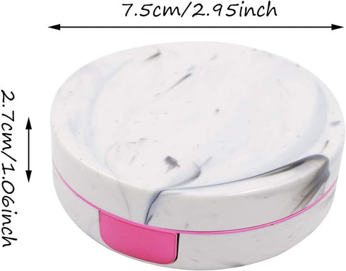 Honbay Fashion Marble Contact Lens Case, Portable Kit with Mirror, Round, Rose Red