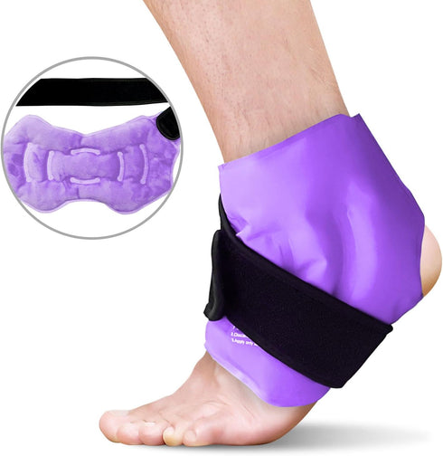 2 Pack Ankle Ice Pack Wrap - Reusable Gel Ice Pack for Foot Ankle Heel, Cold Compress Therapy for Pain Relief,