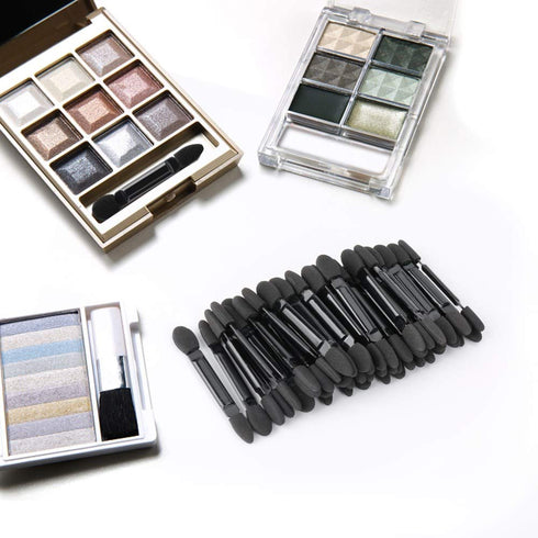 Professional Double Head Eyeshadow Brushes, 50 Pcs Disposable Dual Sides Sponge Makeup Applicator, Black