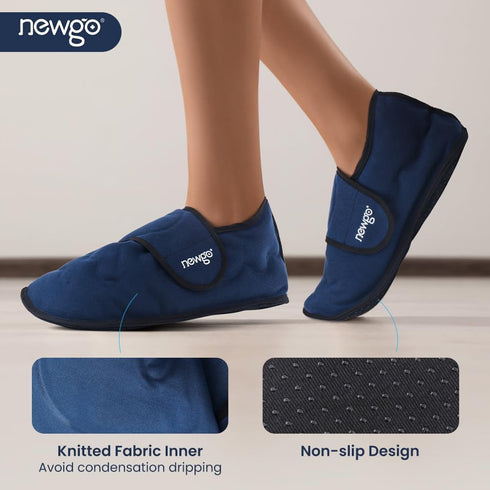 NEWGO Foot Ice Pack Slippers, 2 Pack Reusable Gel Cold Pack Slippers for Plantar Fasciitis, Achilles Tendonitis Relief