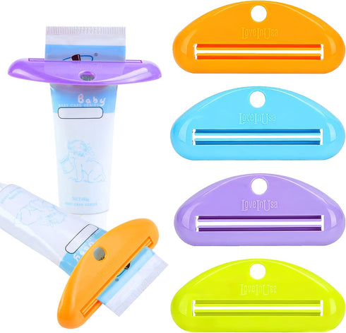 LoveInUsa Toothpaste Tube Squeezer Dispenser, 4 Pack Hanging Clips Holder Rolling Squeezer