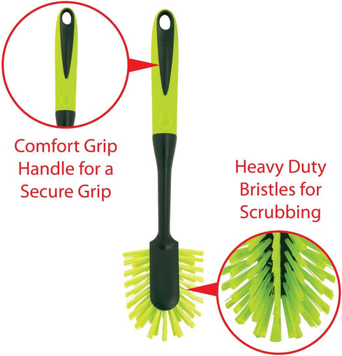 Pine-Sol Set 2 Scrub Brush - Long Handle Cleaning Brushes with Heavy Duty Bristles and Comfort Grip - Scrubbers