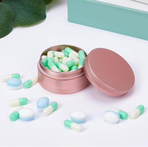 Portable Waterproof Pill Box, Single Metal Pill Container for Pocket Purse, Aluminium Alloy Daily Medicine Organizer,