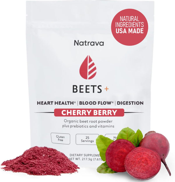 Beets+ 100% Organic Beet Root Powder Blend with Vitamins & Prebiotics for Blood Pressure Support