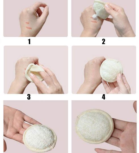 Loofah Sponge Exfoliating Facial Cleaning Pads, 10 Packs Natural Loofa Face Scrubber for Men Women Bath Spa Cleansing