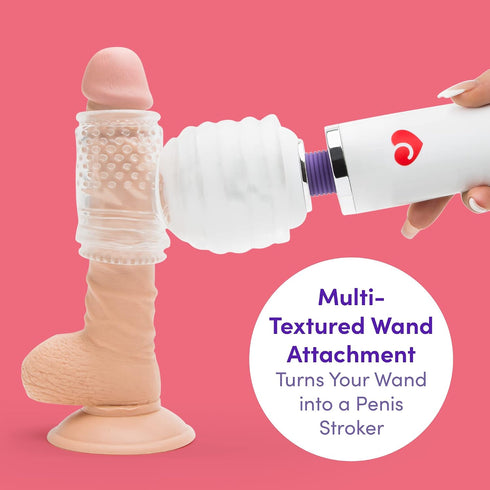 Multi-Textured Clear Deluxe Wand Attachment for Enhanced Pleasure