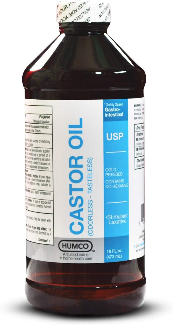 Humco Castor Oil 16oz USP Food Grade Ultra Pure - Skin Healing Stimulate