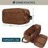 PAVILIA Toiletry Bag for Men, Travel Essentials Dopp Kit, PU Leather Water Resistant Organizer Case, Brown