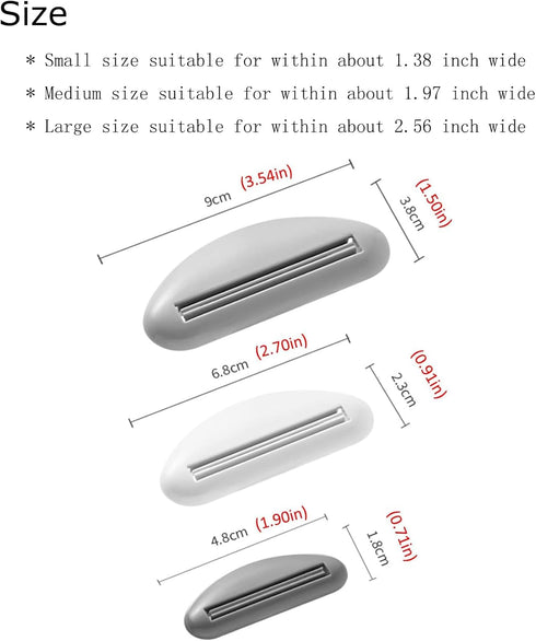 Toothpaste Clips - Arobor Home MXY Tubular Clips, Multi-Purpose Tube Squeezer Cleanser Clip, 3 Sizes