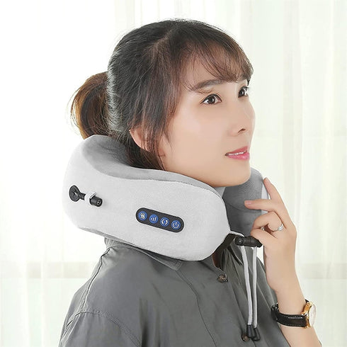 LIPPSY Neck Massager Travel Pillows U-Shaped Memory Foam Neck Pillows & Electric Massager for Muscle, Shoulder