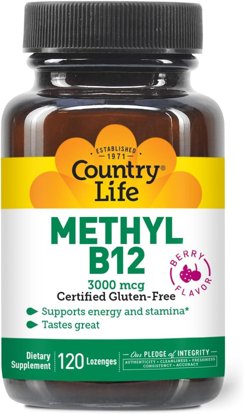 Country Life Methyl B-12, Berry Flavored, 3000 mcg, 120 Lozenges