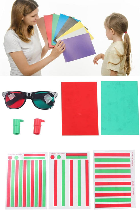 Red Green Vision Correction Cards, Red Green Myopia Training Cards Disinhibit Training Reading Aids Myopia Strabismus