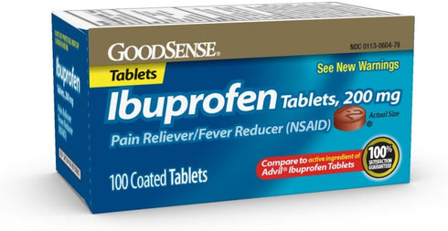GoodSense 200 mg Ibuprofen Tablets, Fever Reducer and Pain Relief for Body Aches, 100 Count